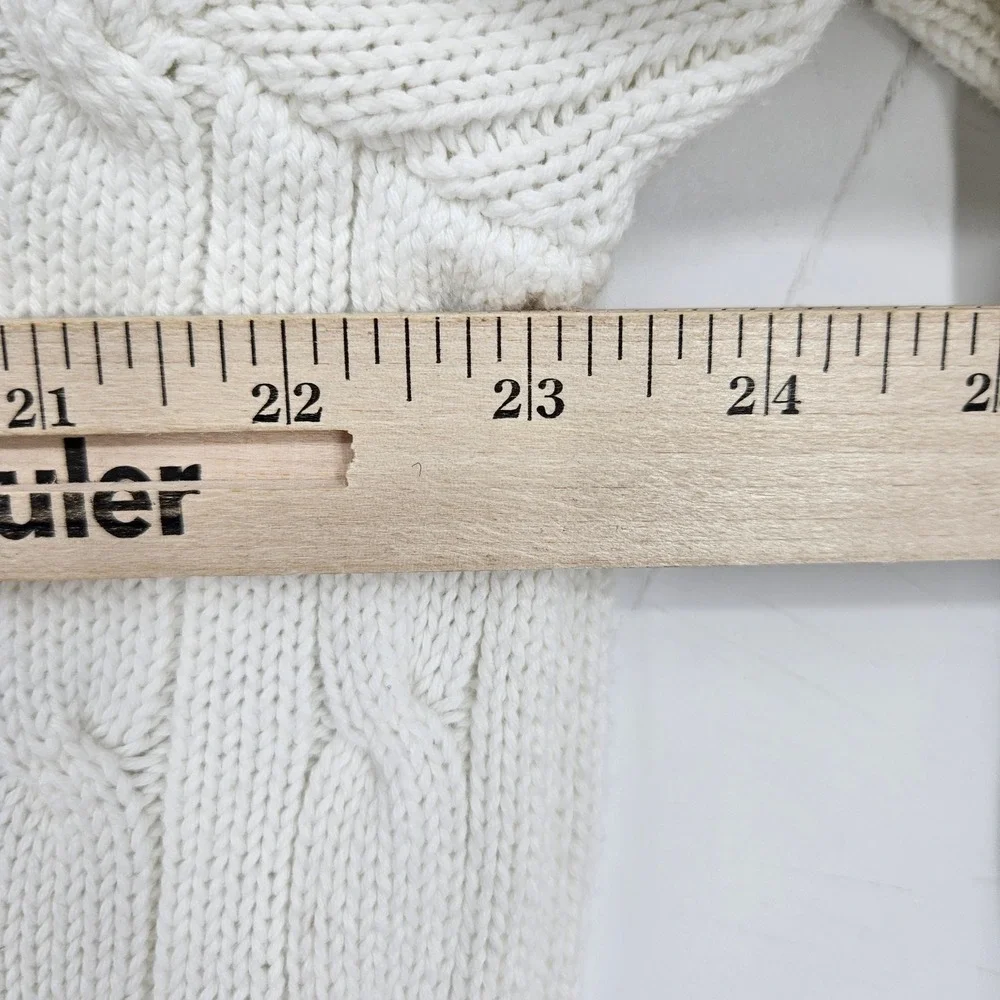Vintage Polo Ralph Lauren Sweater Mens Large Cable Knit Crew Neck Shield White